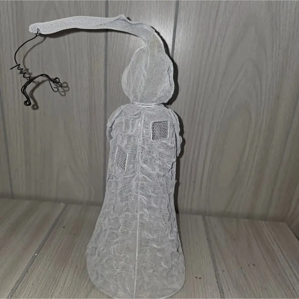 Vtg Ghost Holding Black Cat Light Cover With Hanging Spider Halloween Decor